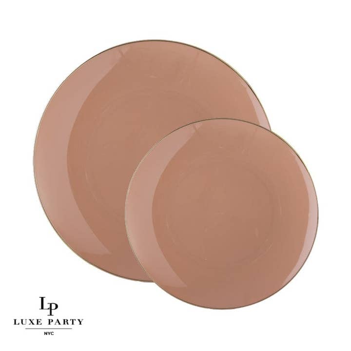 Round Clay• Gold Plastic Plates | 10 Pack for wholesale by Luxe Party