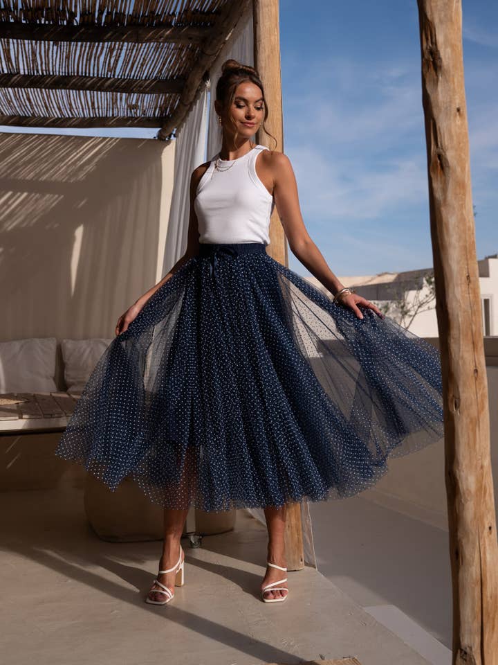 Aria tule rok met plumetis - CK08077-3 voor wholesale door CHOKLATE PARIS