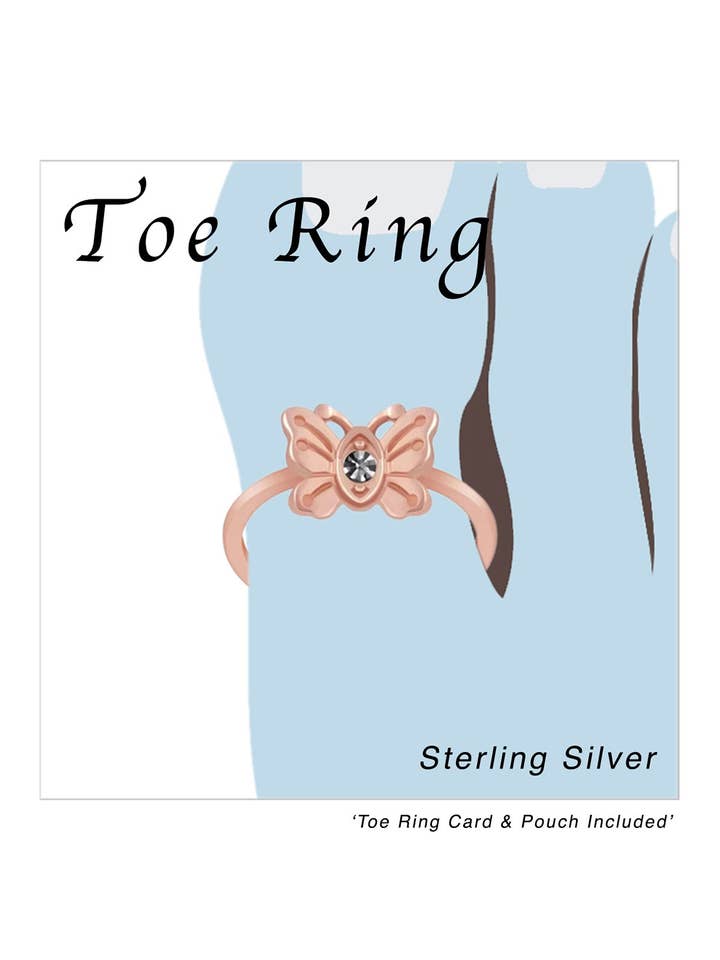 Bague d'orteil en argent sterling garnie d'or rose en forme de papillon - RG pour la vente par Zoey Simmons