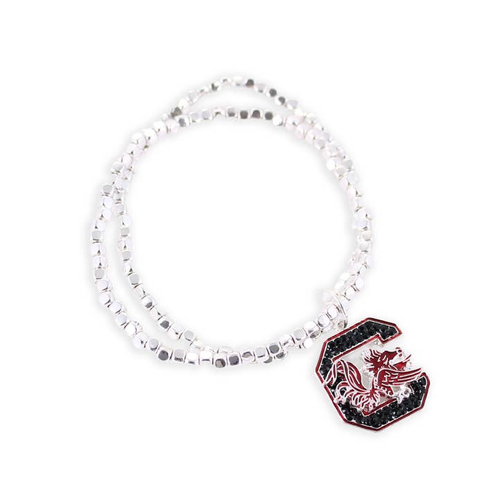 Seasons Jewelry - Wholesale Charm/Dangle Bracelet - South Carolina Crystal Logo Stretch Bracelet1