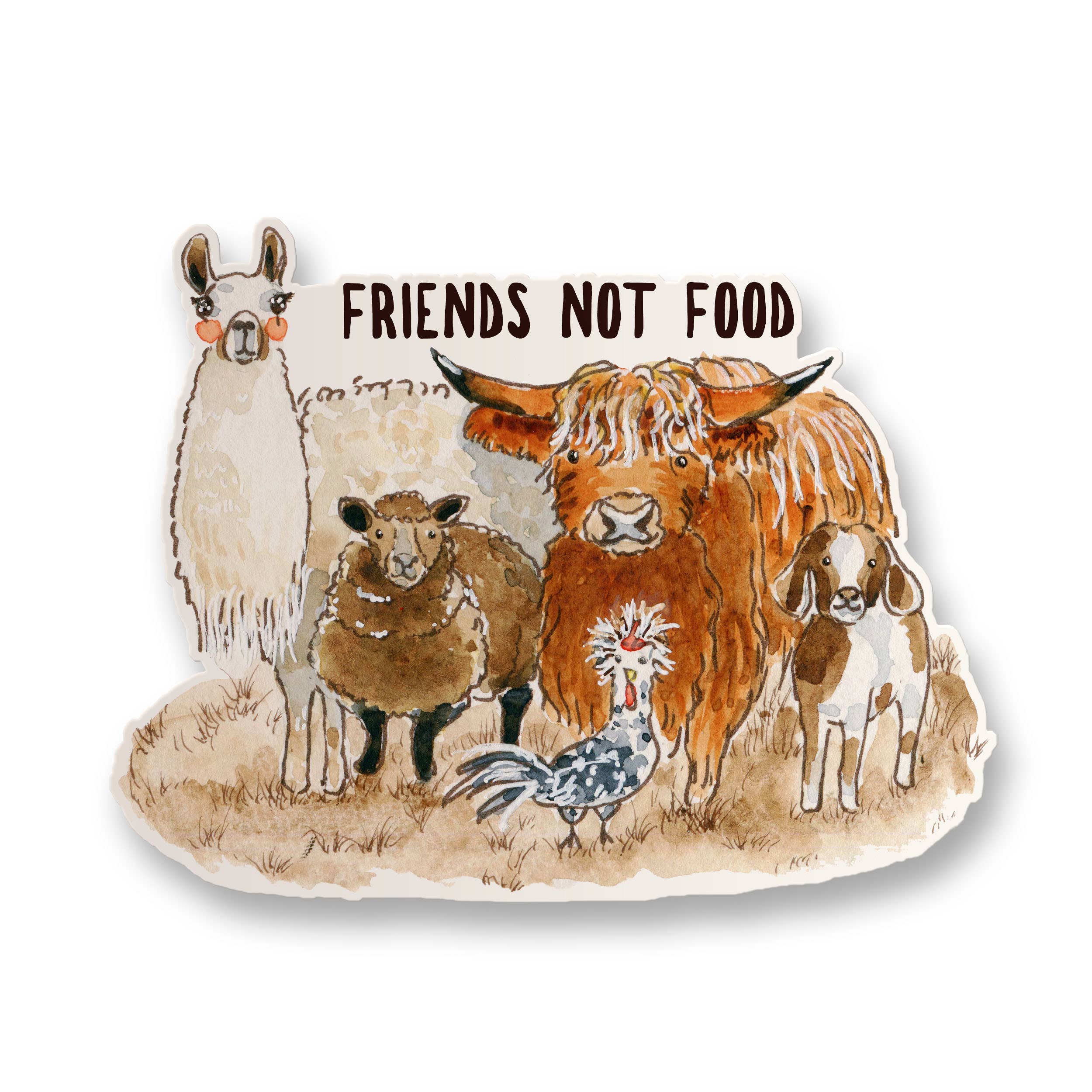 Liyana Studio – Engroshandel Klistermærke – Venner Ikke Mad - Vegansk Vegetarisk Vinyl klistermærker1