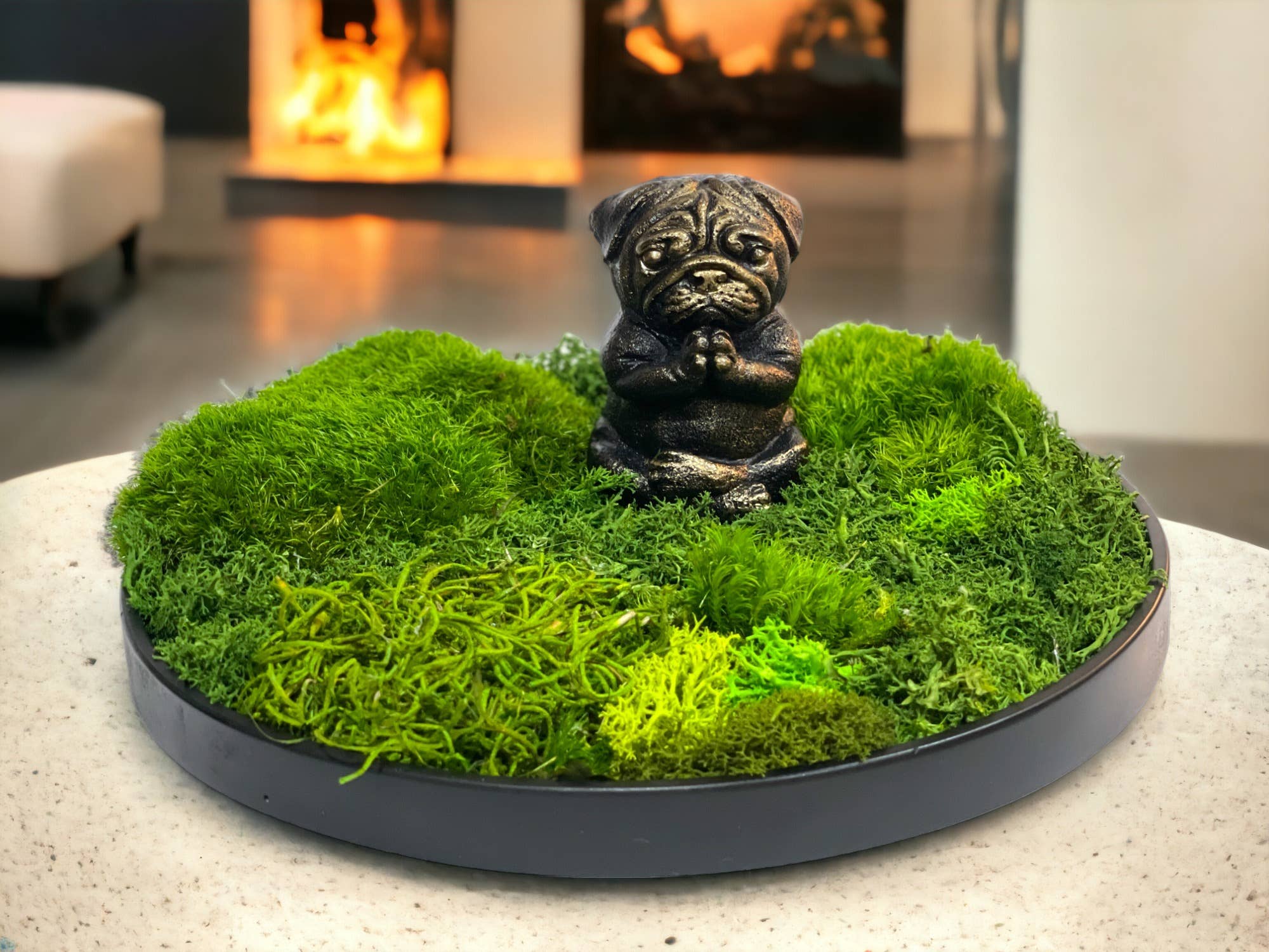 Planters Made in the USA – wholesale Dekorativt bordsobjekt – Moss Art Dog Lover French Bulldog Yoga Presentdekorationskruka8