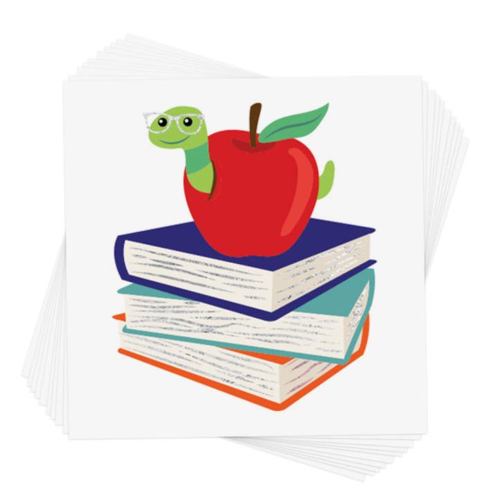 SKOLEBOGORM | BØRNS METALLISKE MIDLERTIDIGE TATOVERING for engroshandel hos Flash Tattoos