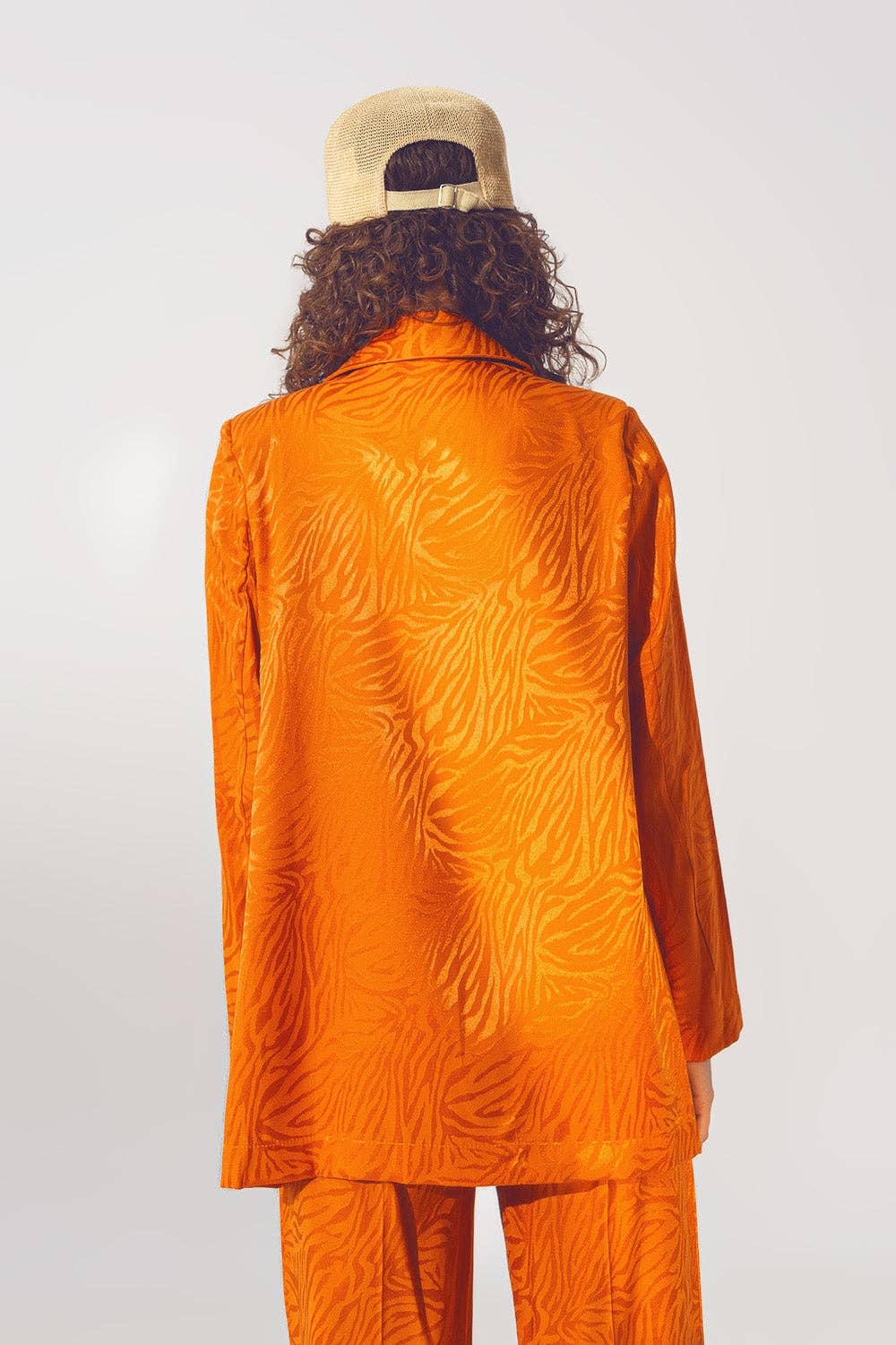 Oversized Zebra Print Blazer in Orange for wholesale on Faire4