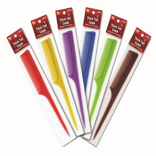 Plastic Comb Thick Tail Comb 9" Assorted for wholesale by KT Supply