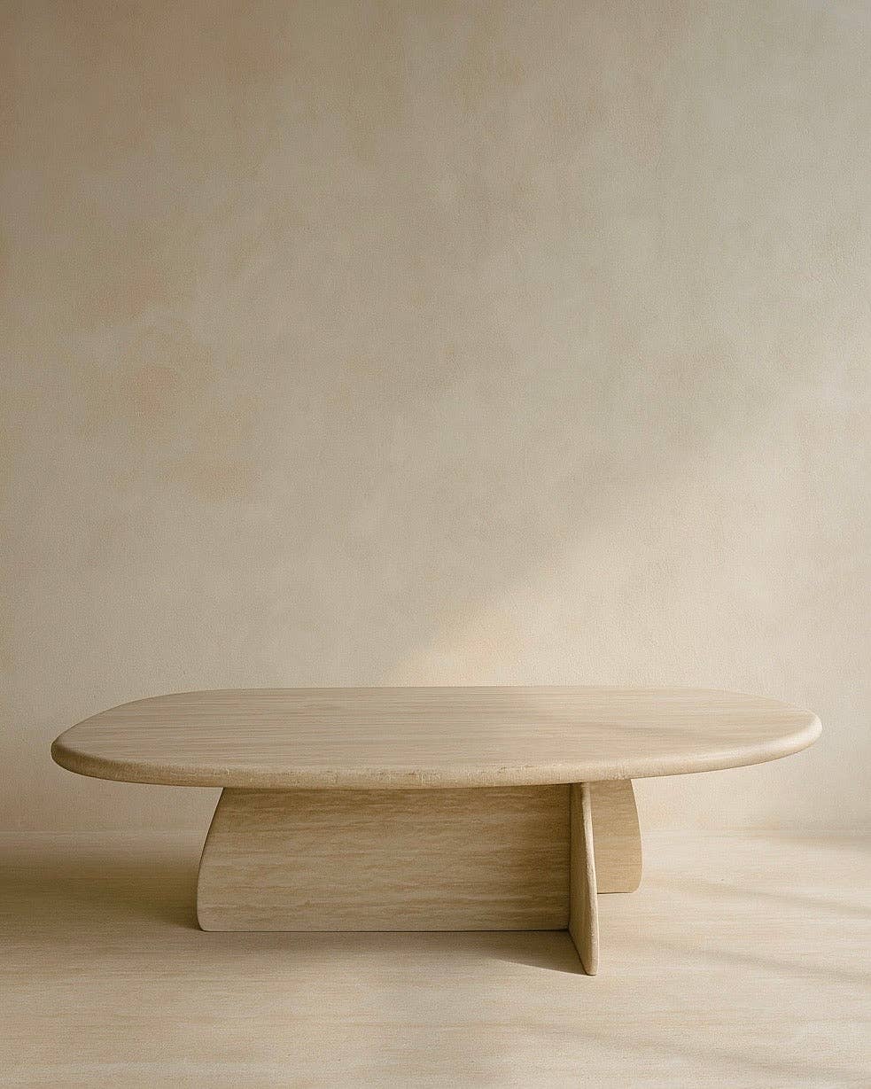 Belaré Home - Wholesale Coffee Table - Toscana Italian Travertine Coffee Table - Hand-Carved Stone Pedestal Base2