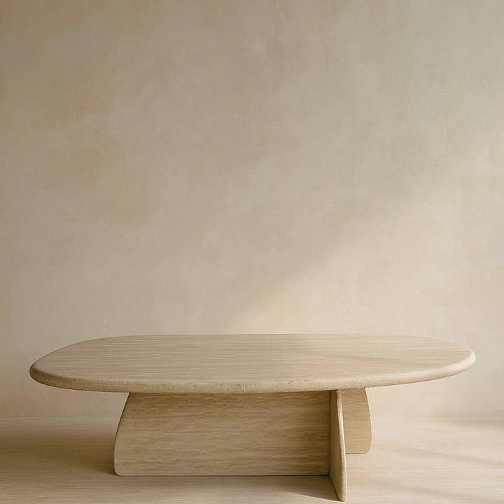 Belaré Home - Wholesale Coffee Table - Toscana Italian Travertine Coffee Table - Hand-Carved Stone Pedestal Base2