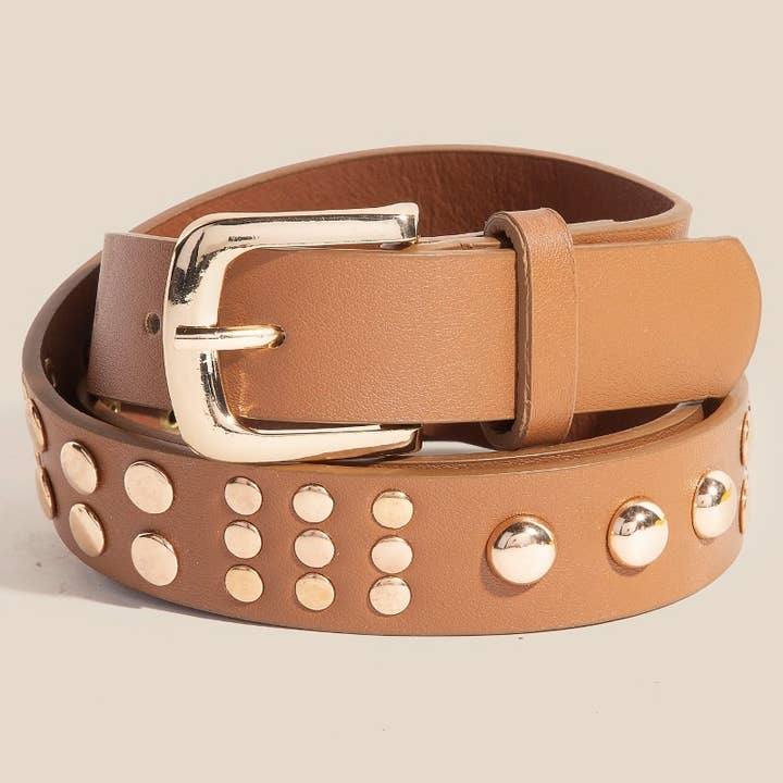 Metallic Dome Studded Vegan Leather Belt for wholesale by Anarchy Street