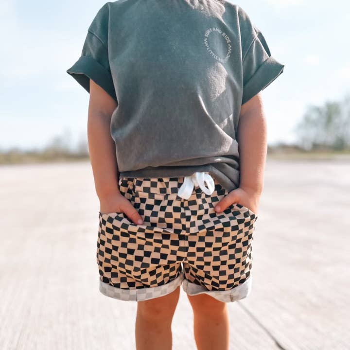 Little Rad Things - Wholesale Shorts - Kids - Boys Clothes Check Ya Later Shorts Beige Black