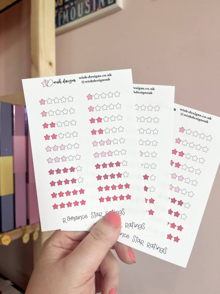 Romance Star Ratings Vinyl Sticker Sheet for wholesale by Wish Designs