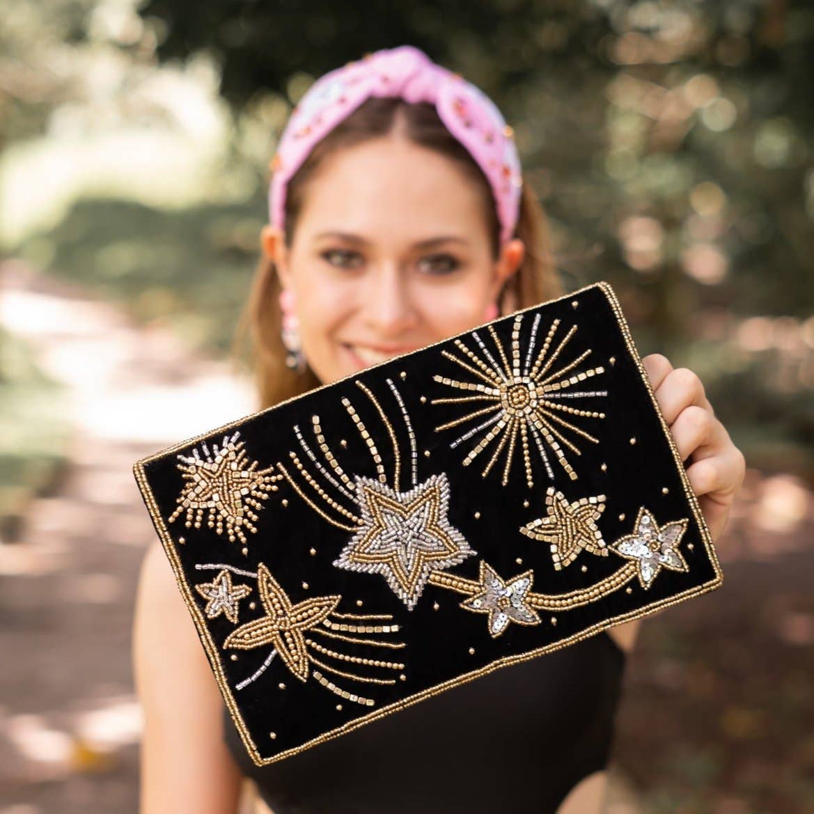 Twine and Love – wholesale Clutch bag – women's – Starlight Velvet Beaded Clutch Purse1