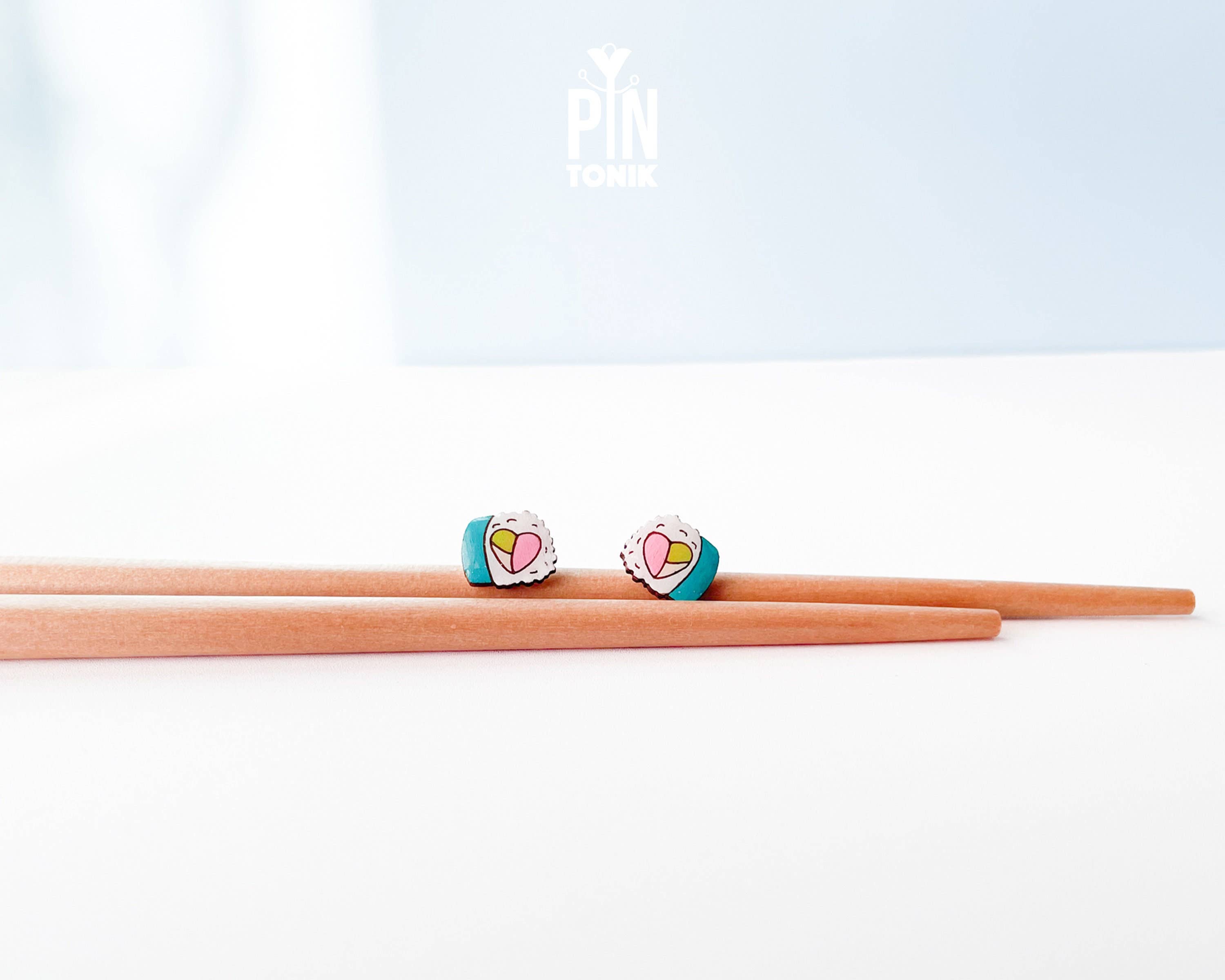 PinTonik - Wholesale Stud/Post Earrings - Quirky Sushi Stud Earrings - Wooden Food Jewelry1