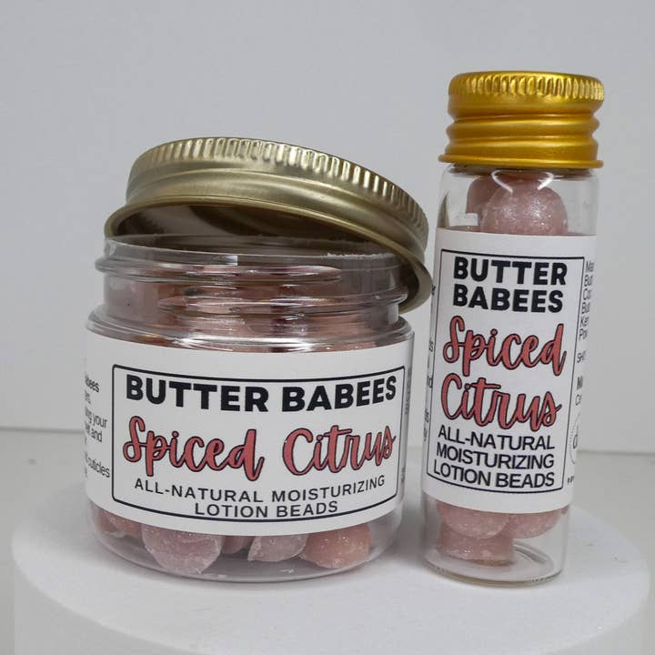 Spiced Citrusβ Natural Sugar Scrub Beads (Sugar Babees) for wholesale by Dot & Co.