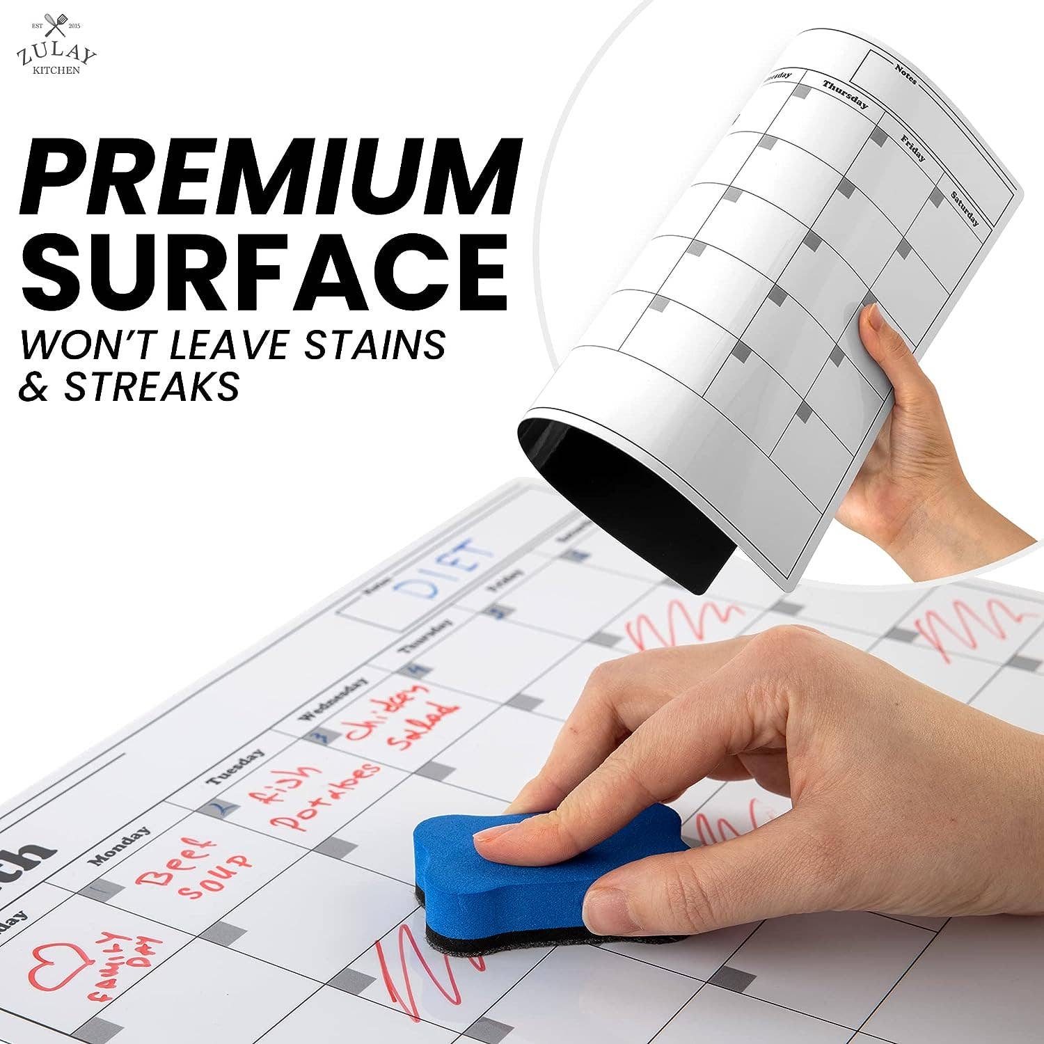 Zulay Kitchen - Wholesale Whiteboard/Dry-Erase Board - Magnetic Dry Erase Calendar Whiteboard Kit1