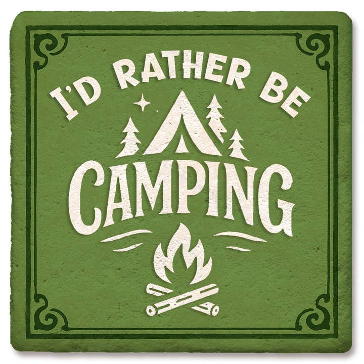 Coaster Mountain Rather Be Camping for wholesale by Tipsy Coasters & Gifts