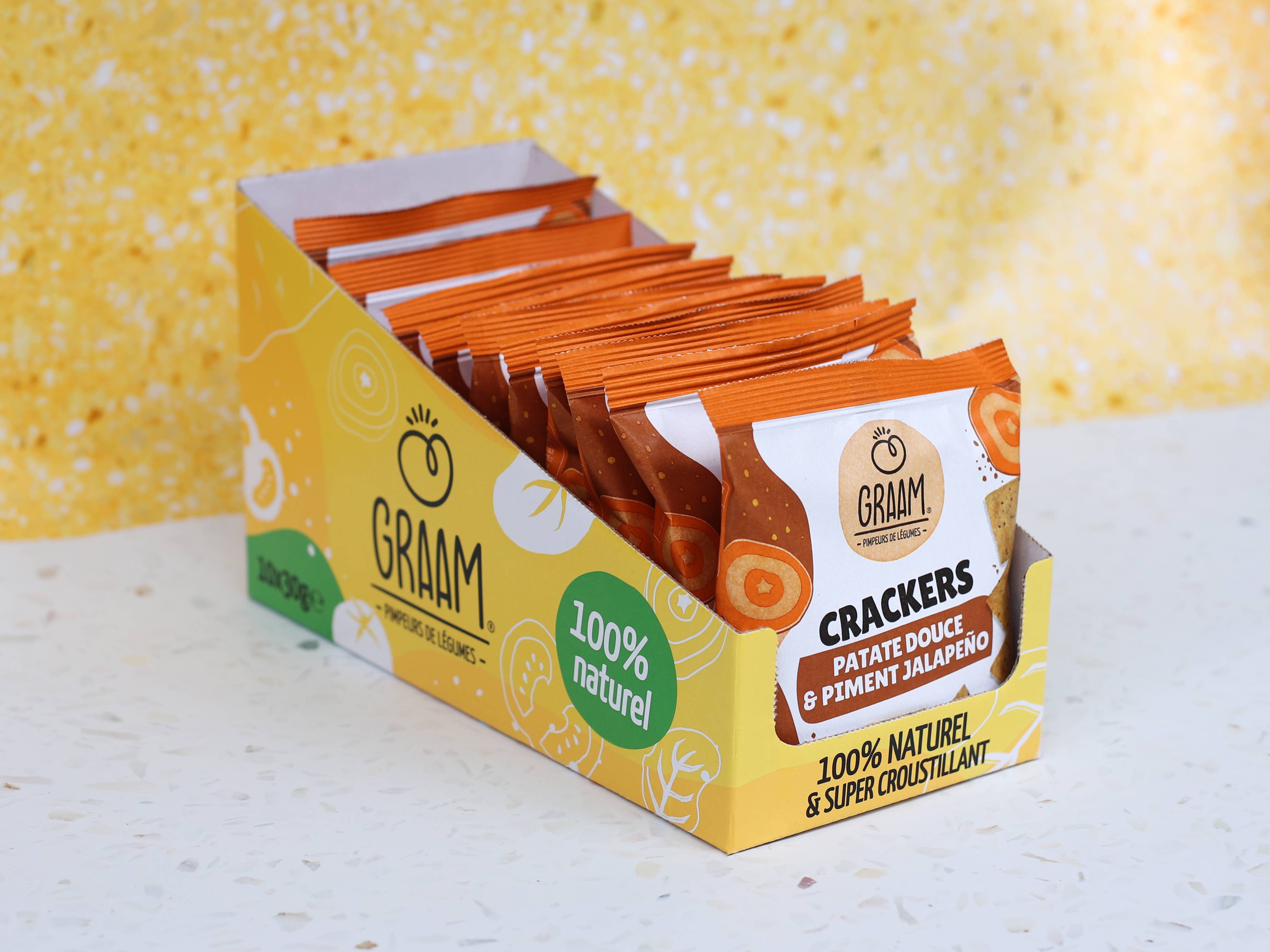 GRAAM - Wholesale Crackers - GRAAM SWEET POTATO & JALAPEÑO PEPPER CRACKERS 30g1