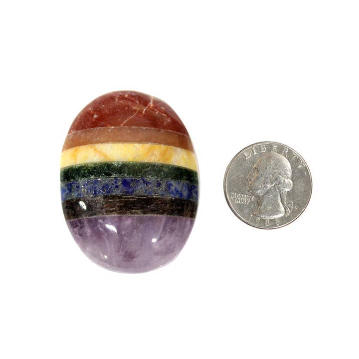 Rock Paradise - Wholesale Spiritual Stone/Crystal - Crystal Seven Chakra Worry Stone Slab - Thumb & Palm Stone