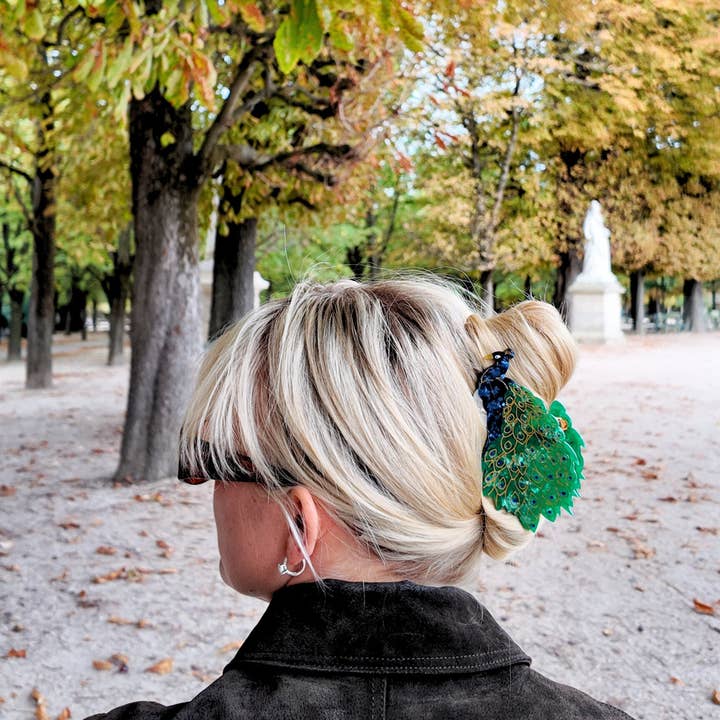 Solar Eclipse - Wholesale Hair Clip - Women's - Hand-painted Peacock Bird Claw Hair Clip | Eco-Friendly3
