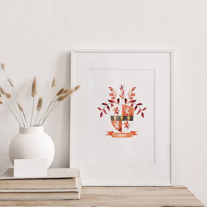 Murphy-Wappen (Aquarellstil) Kunstdruck für den Großhandel von Minikin Studio