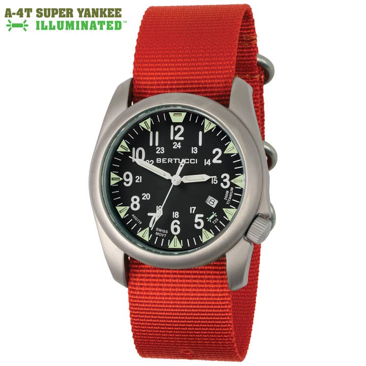 A-4T Super Yankee Quadrante Nero Illuminato con Cinturino in Nylon per la vendita all'ingrosso da parte di Bertucci