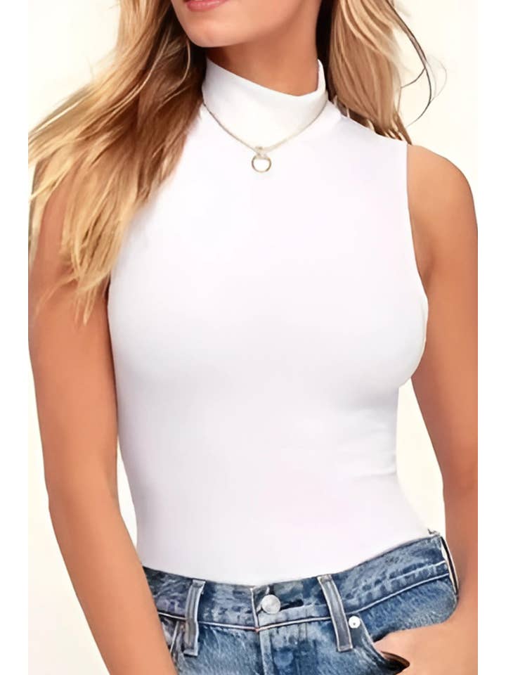IVORY SOLID MOCK NECK BODYSUIT W4001RB-T for wholesale on Faire