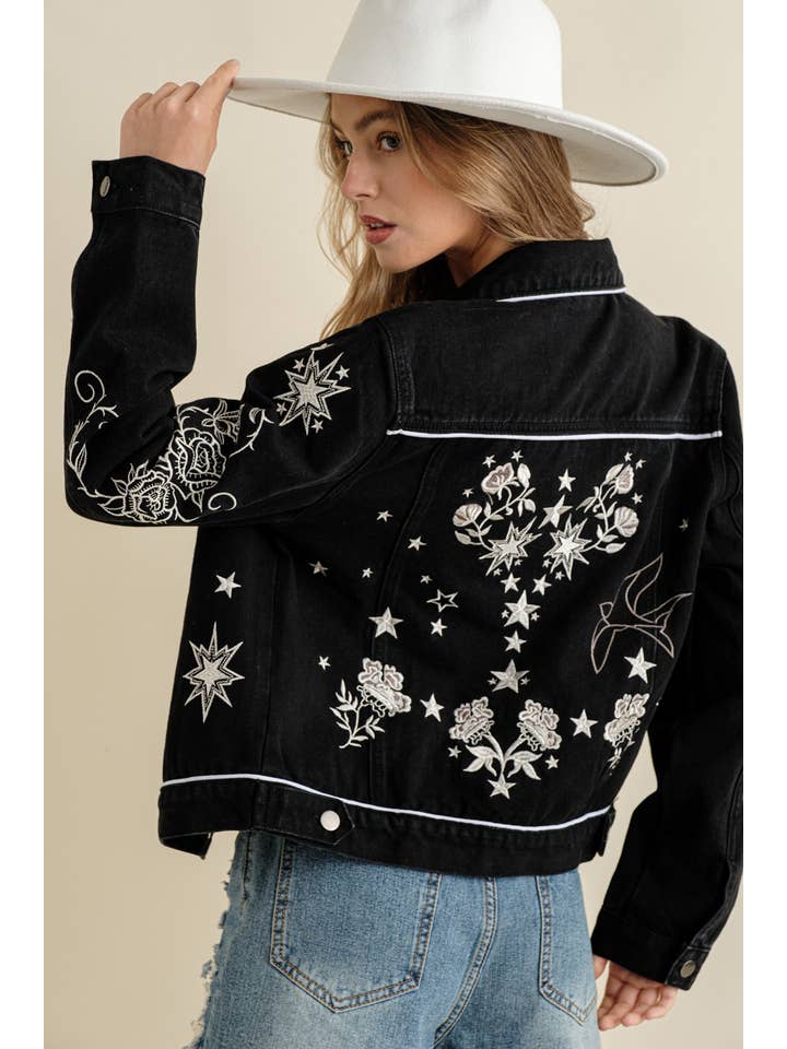 Blue B - Wholesale Denim Jacket - Women's - 17619J - Twill Denim Embroidered Western Button Up Jacket8