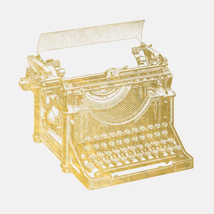 Stampa artistica vintage per macchina da scrivere I, con lamina d'oro per la vendita all'ingrosso da parte di Uyeno Miyoshi