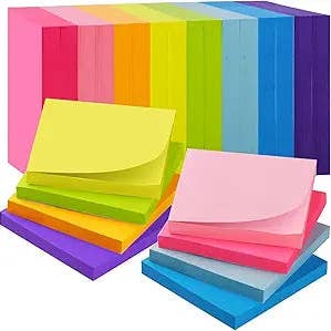 Wittbizz Snacks - Wholesale Sticky Notes - 24-Pack Mini Sticky Notes in Assorted Colors - Post It Notes for Quick Reminders