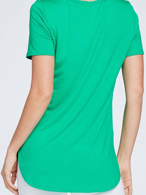 10183SS07 Heavy Weight Rayon Short Sleeve Scoop Neck Top for wholesale by A.gain