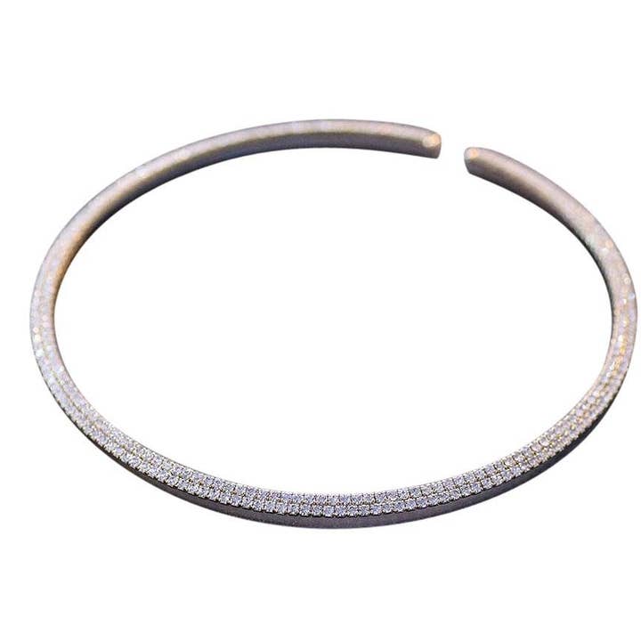 Necklace two rows crystal Elastic Collar 637NX2 for wholesale by Zirconmania Wholesale Fashion Jewelry