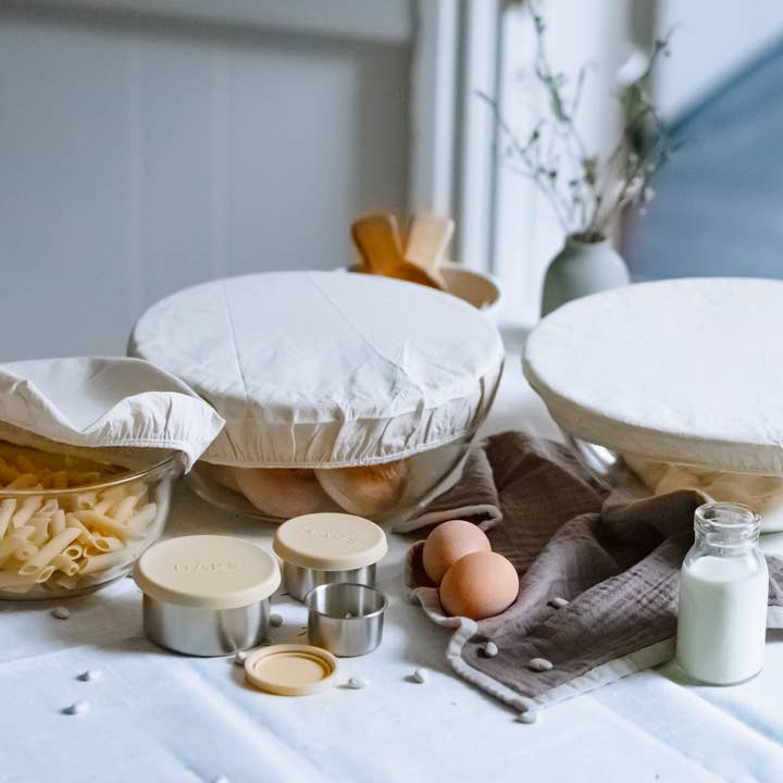 Couvre-bol réutilisables 100 % coton - Grand lot de 3 pour la vente par Line and Nest