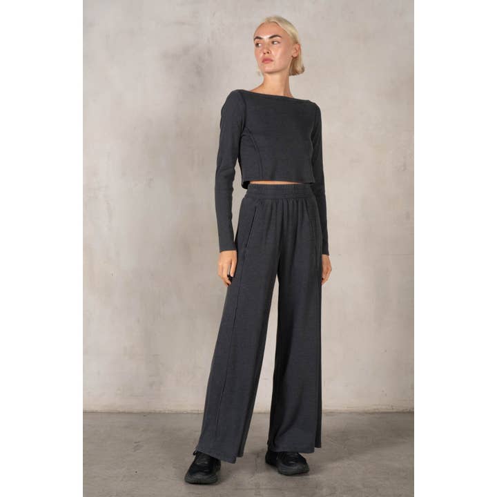 Crossover Boatneck LS Top Sæt med Bukser med Bred Åbning for engroshandel hos lalamia