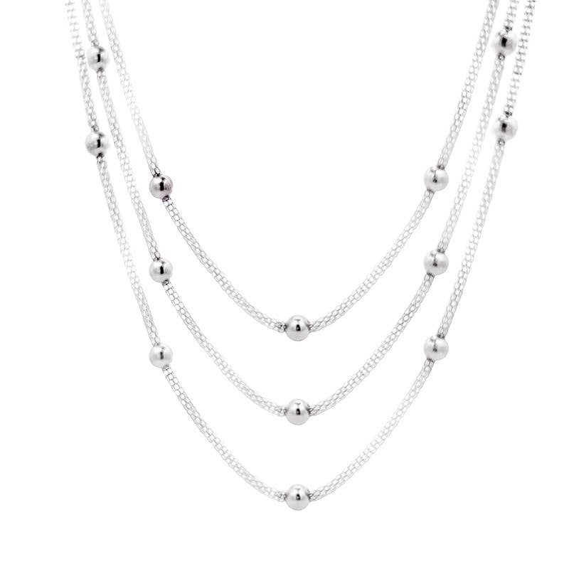 AMORINO SRL – Engroshandel Led/kæde halskæde – LANG KÆDE MED TRE RÆKKER OG KUGLER1