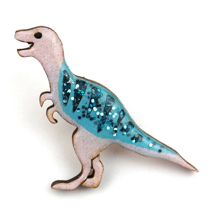 Tyrannosaurus Rex - Pastel Purple & Blue (Pin or Necklace) for wholesale by Bekbek Makes