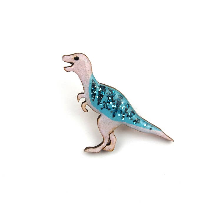 Tyrannosaurus Rex - Pastel Purple & Blue (Pin or Necklace) for wholesale by Bekbek Makes