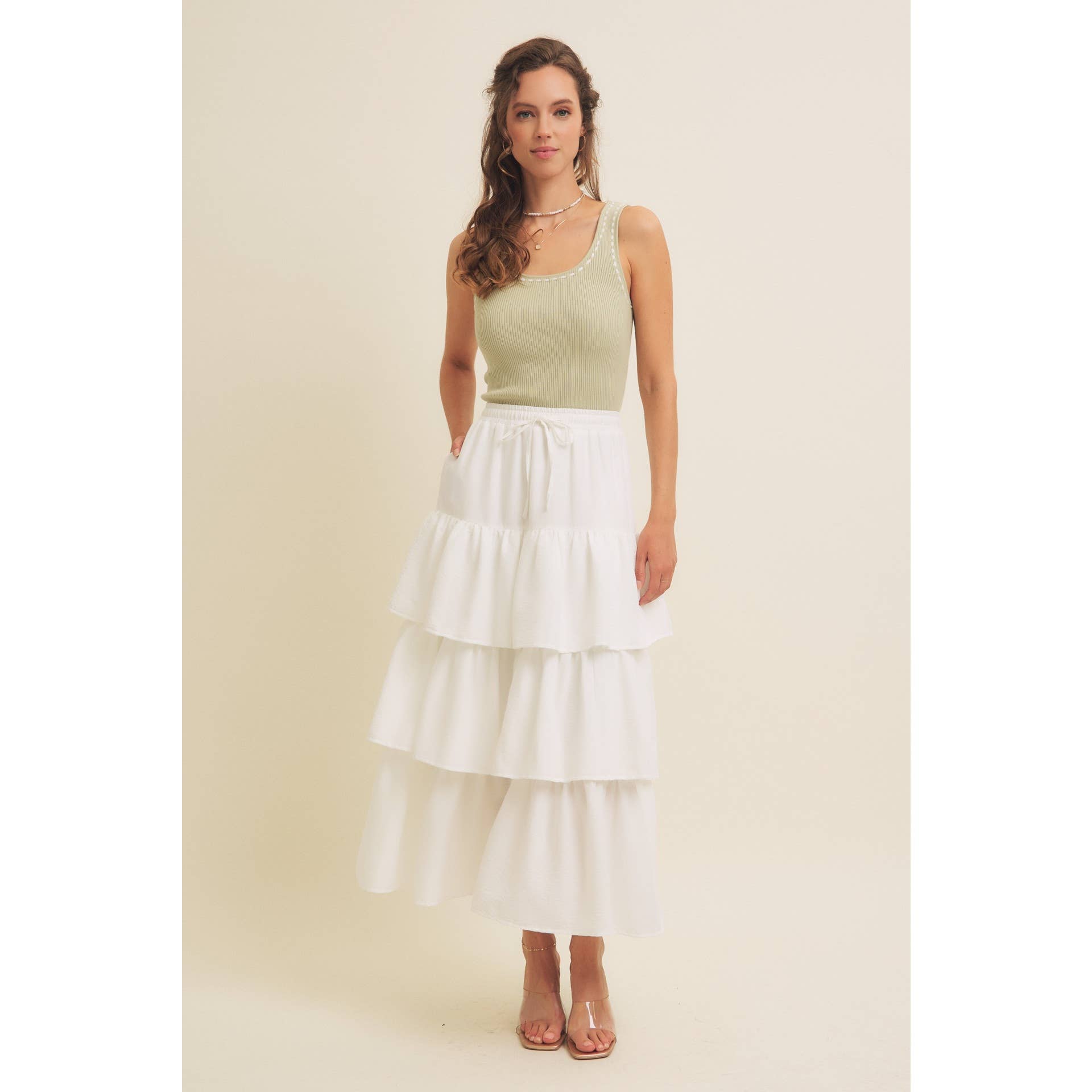 in february - Wholesale Skirt - Women's - AIRY YEAR-ROUND TIERED RUFFLE MAXI SKIRT WITH POCKETS6