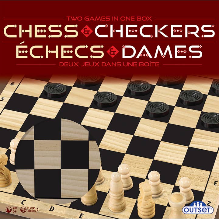 Outset Games and Cobble Hill Puzzles - Wholesale Board Game - CHESS & CHECKERS - Two Timeless Strategy Games in One Box3