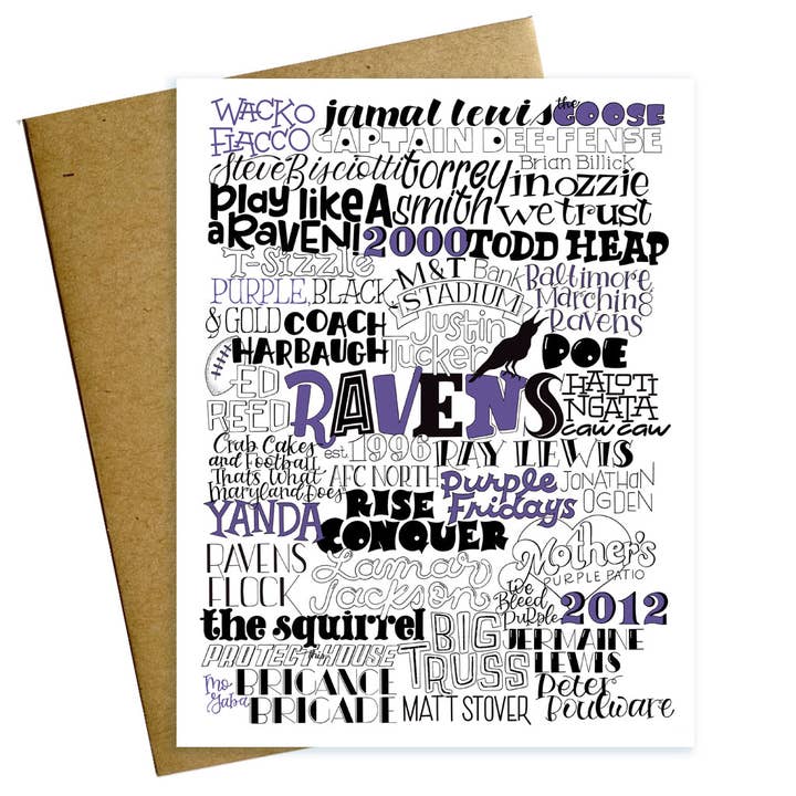 Carte des Ravens de Baltimore pour la vente par Maggie Moore Studio