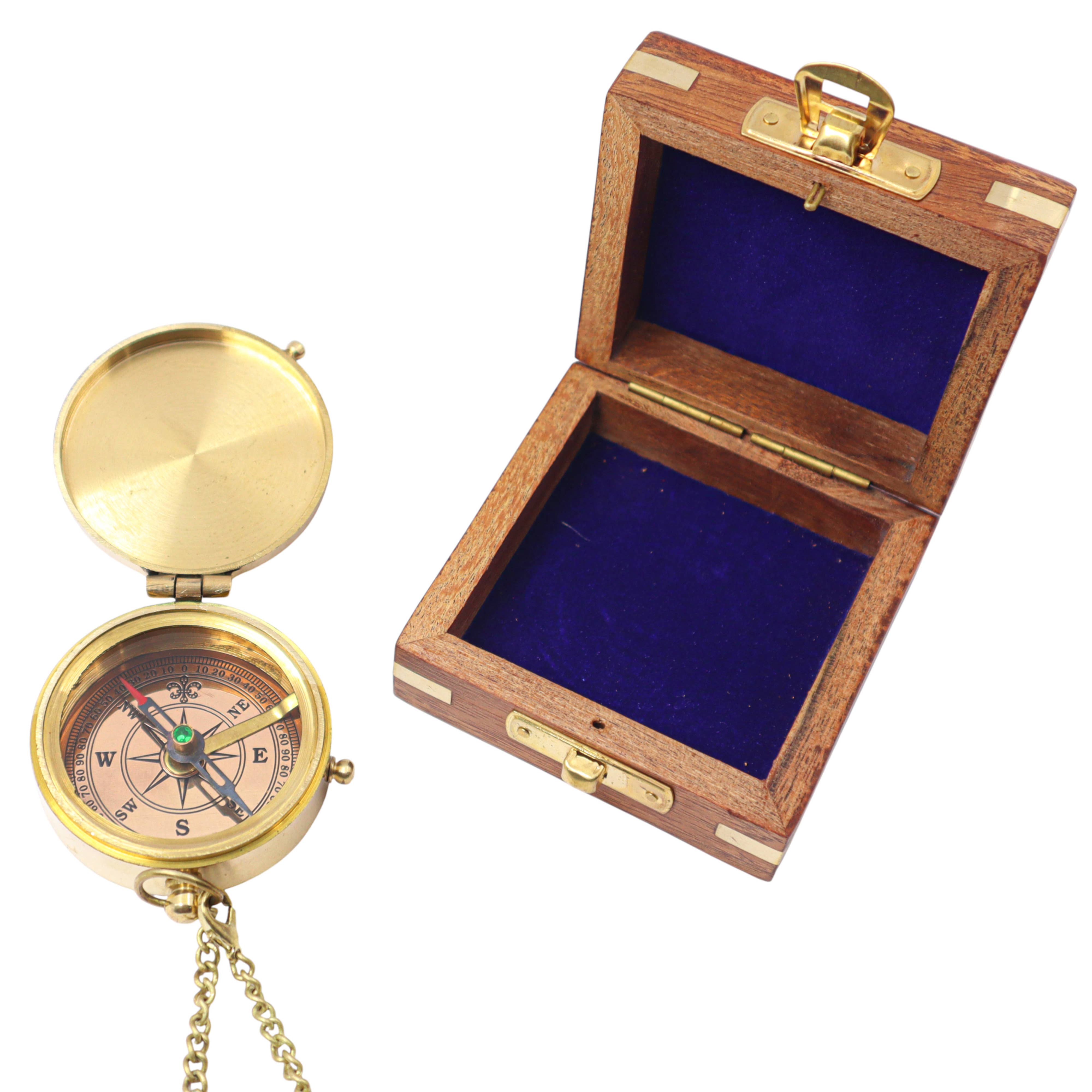 Dollond & Co. – wholesale Navigational compass – Personalised Brass Flat Compass with Wooden Box7