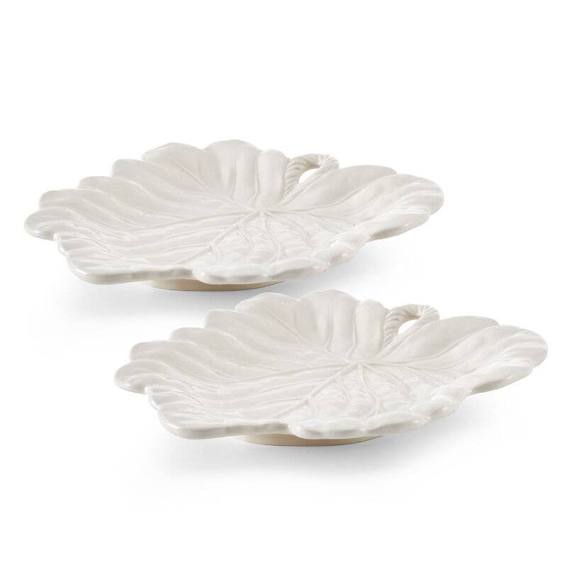 WHITE Fitz & Floyd La Fleur Leaf Dishes S2 Brown Bx Pkg for wholesale on Faire1
