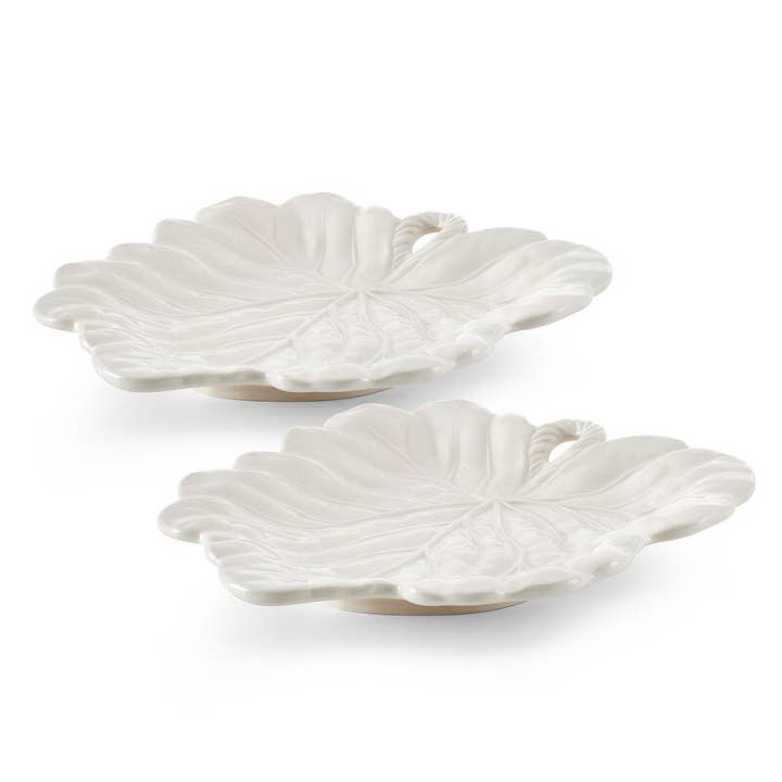 WHITE Fitz & Floyd La Fleur Leaf Dishes S2 Brown Bx Pkg for wholesale on Faire1