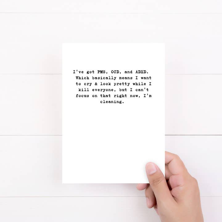 LNZ Custom Design - Wholesale Birthday Card - PMS, OCD, ADHD
