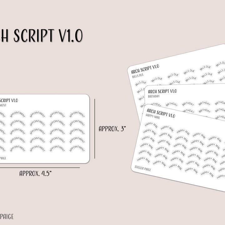 Transparent Arch Planner Sticker Scripts for wholesale by Sticker Paige