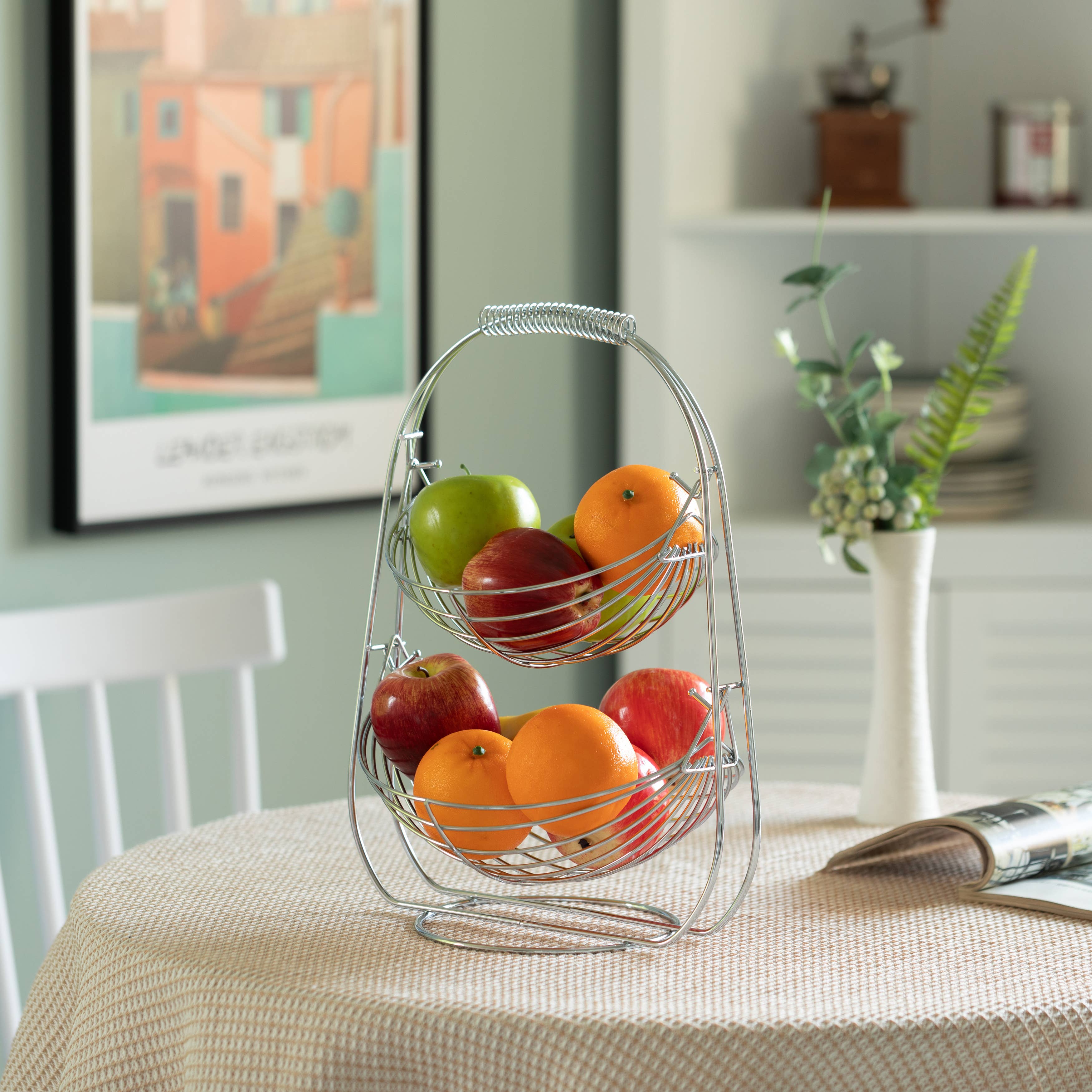 Quickway Imports - Wholesale Fruit Basket - 2 Tier Fruit Holder Swing Basket for Kitchen, Organization1