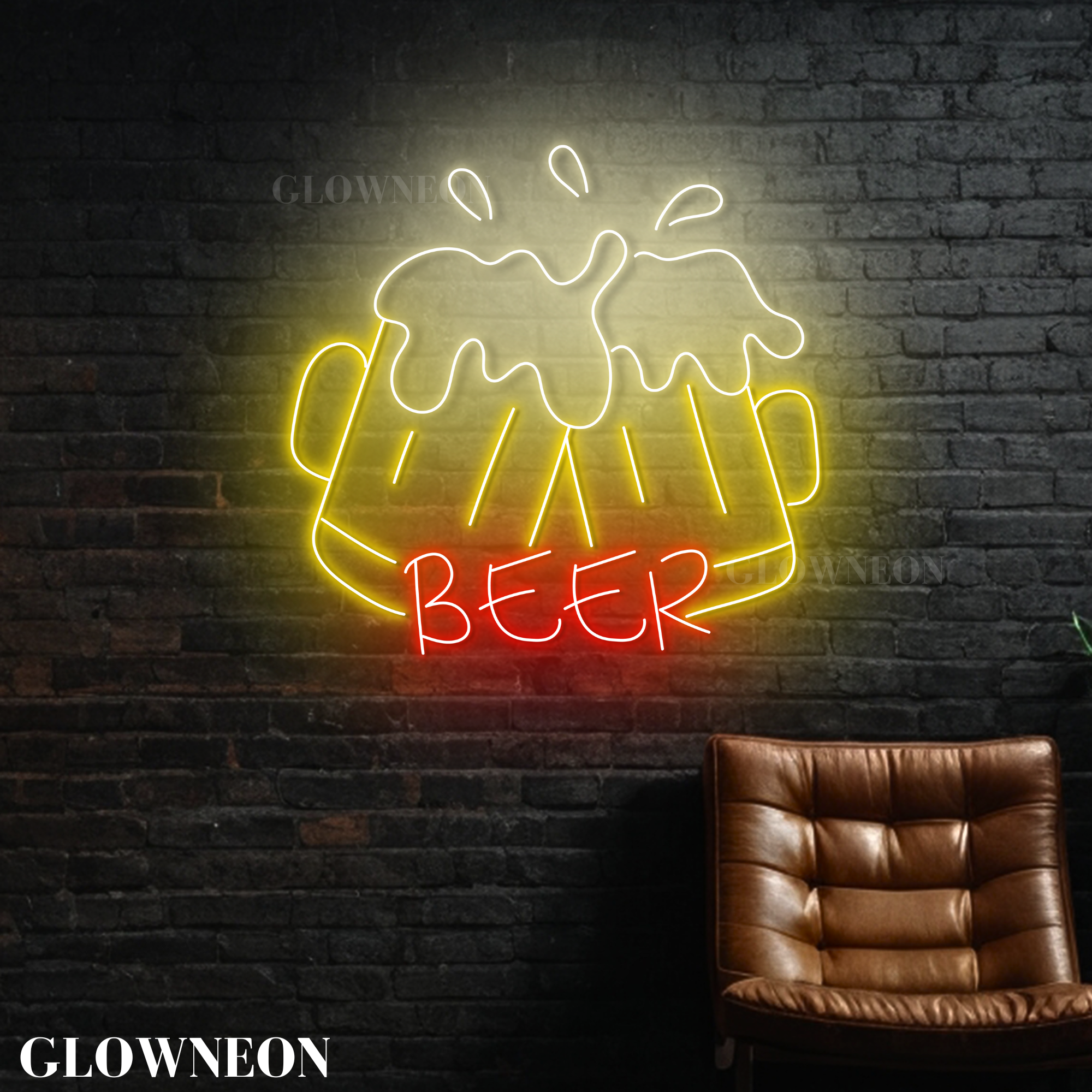 Glow Neon - Vente Enseignes néon - Enseigne Lumineuse en Verre à Bière, Enseignes Néon Ouvertes pour Décoration de Bar à Bière Pub2