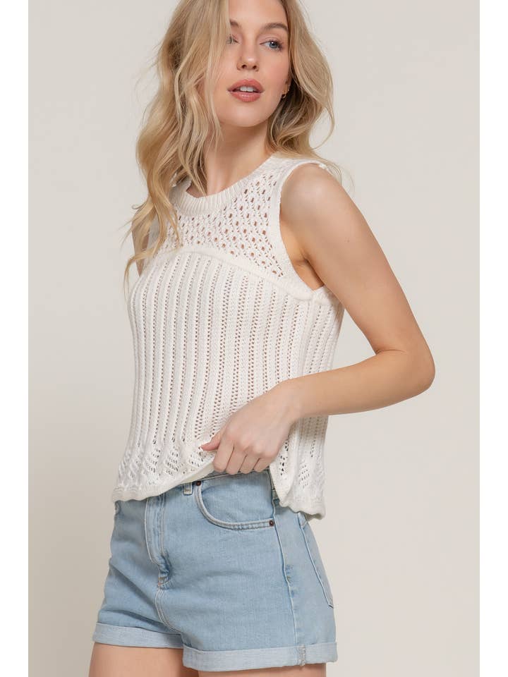 Active Basic | Active USA - Wholesale Tank top – Women′s - Sleeveless Round Neck Crochet Spring Sweater19