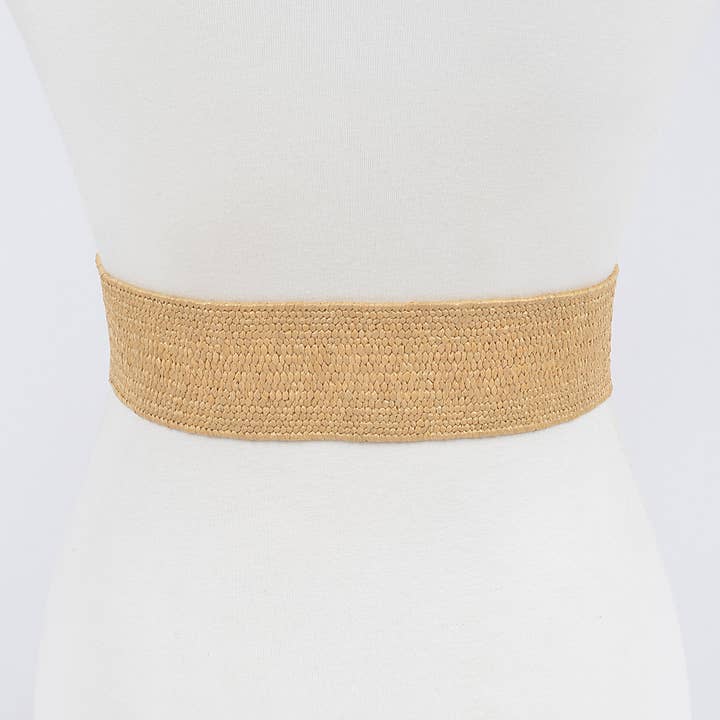 3AM BY H&D ACCESSORIES - Wholesale Belt - Women's - Leaf Metal Buckle Stretch Straw Belt