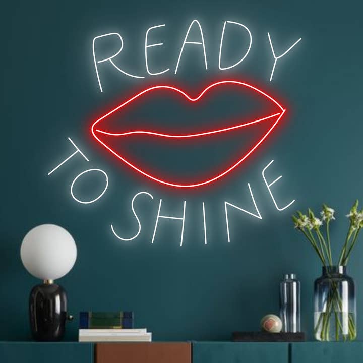 Panneau en néon Ready To Shine, décoration murale pour salon, spa, boutique pour la vente par Glow Neon