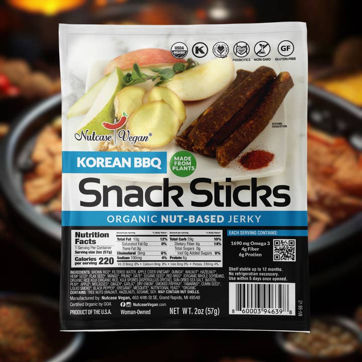 Nutcase Vegan - Wholesale Jerky - Korean BBQ Bulgogi Jerky Stick - Vegan, Plant-Based, Organic