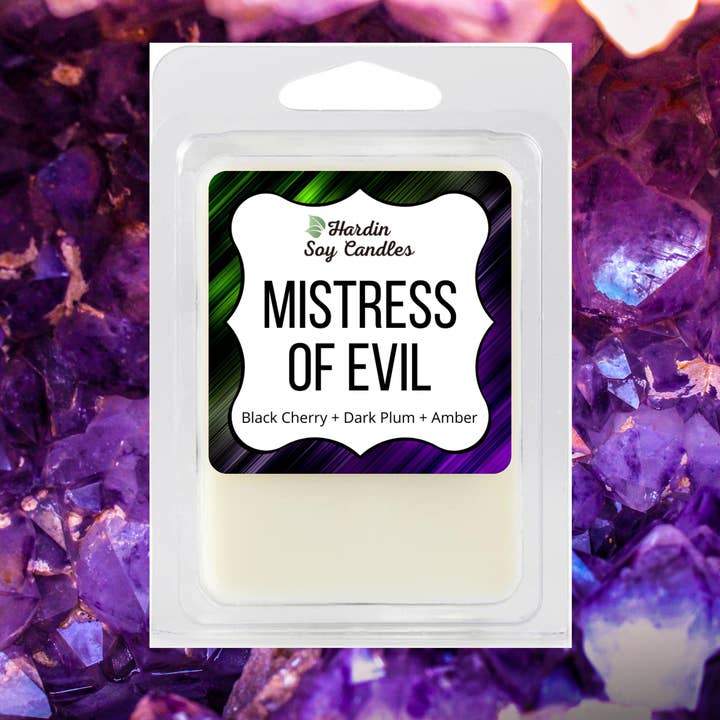 Mistress of Evil Soy Wax Melt for wholesale by Hardin Soy Candles/Peoria Book Rack